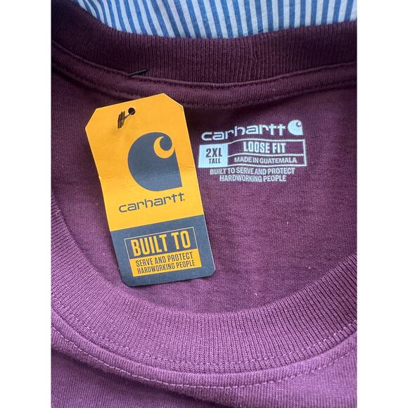 Carhartt Maroon Men’s Loose Fit Heavy Weight Short Sleeve Pocket T-Shirt 2XL - Picture 3 of 7